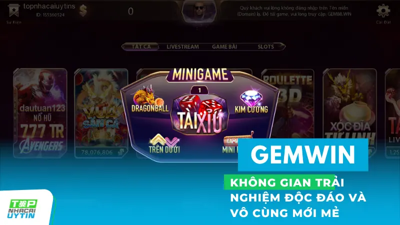 Các mini game tại Gemwin như "Thuỷ cung" hay "Kim cương" là sự lựa chọn lý tưởng cho những khoảnh khắc giải trí nhanh, phần thưởng hấp dẫn